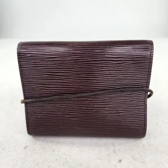 Louis Vuitton Epi Porte Monnaie Elastic Trifold Wallet Brown Leather Card Holder - Picture 2 of 14